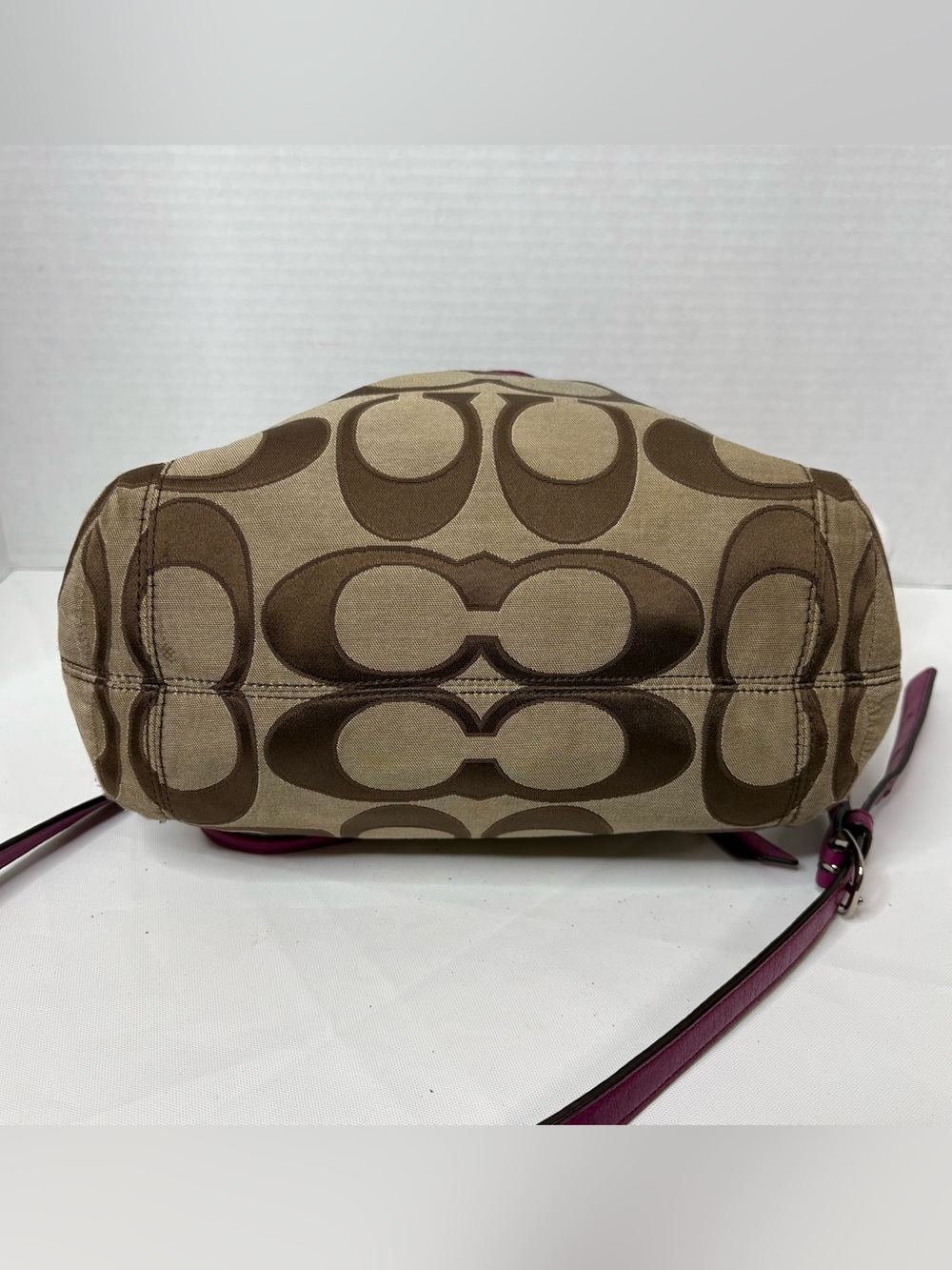 Coach Daisy Brown Signature Drawstring Shoulder/Crossbody Bag with Pink Trim - Picture 10 of 12